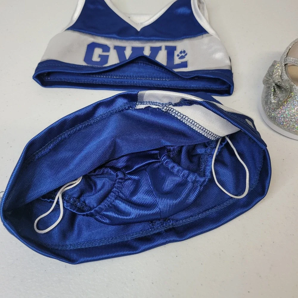 Build A Bear BAB GWL Great Wolf Lodge Cheerleader Outfit Blue Silver with Shoes‎